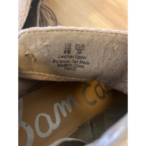 Sam Edelman Women's Taupe Suede Ankle Boots With Fringe & Stacked Heel Size 8 - Picture 7 of 9